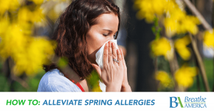 3 - 0 Allergies Blog (1) a woman coughing into a handkerchief